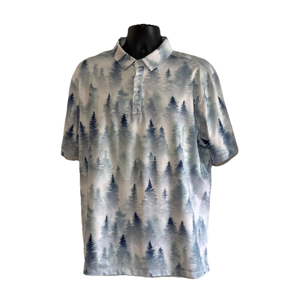 Yatta Golf Polo Sz XL  Blue Tree Design ‎ NWOT